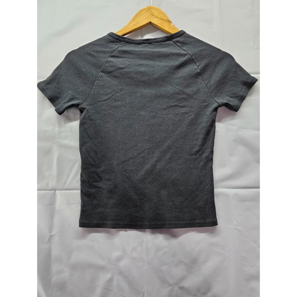 J Galt California Black Cotton Tee Womens XS Small Notched Neck Raglan - Picture 2 of 5